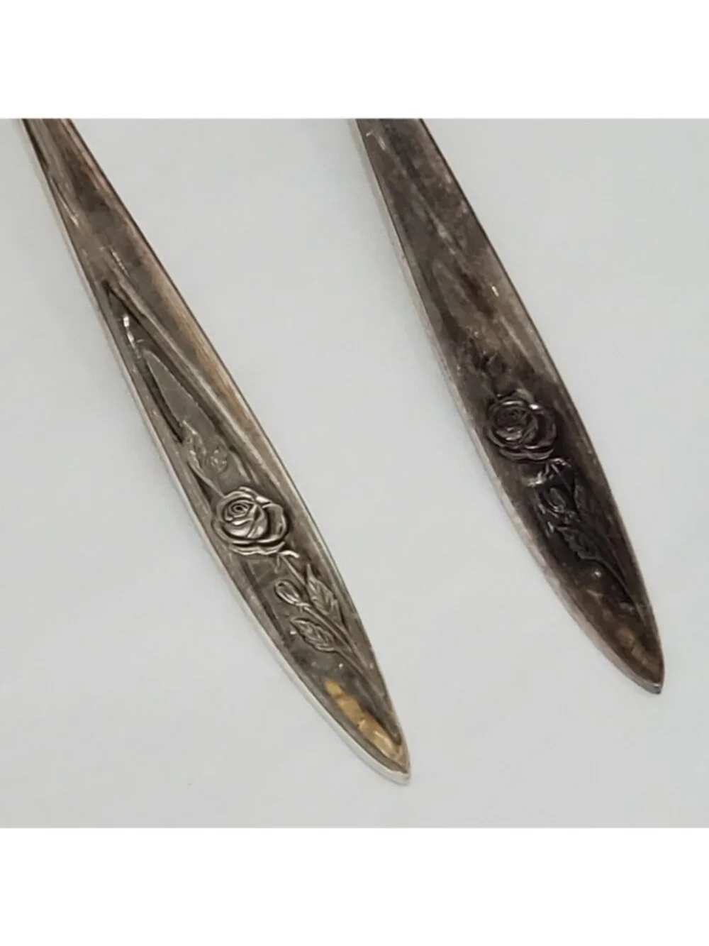 Oneida Morning Rose Serving Spoons Set  silverplate floral 1960s slotted 8.75